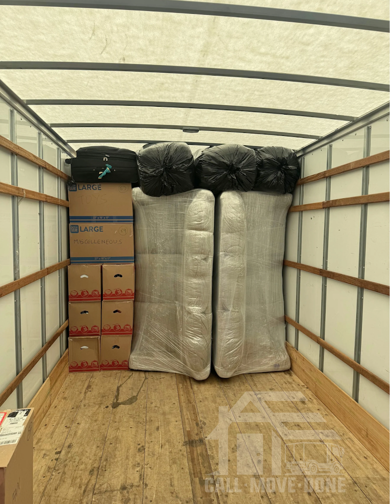 Moving truck packed wall to wall
